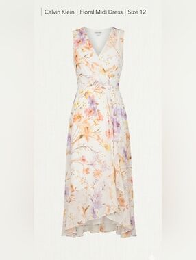 Calvin Klein Cream and Purple Floral Summer Easter Dress